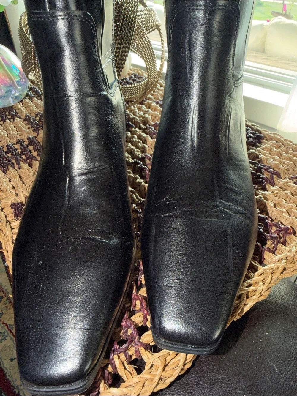 Vince Camuto Pavla Black Croc Embossed Leather Knee High Boots Size 6